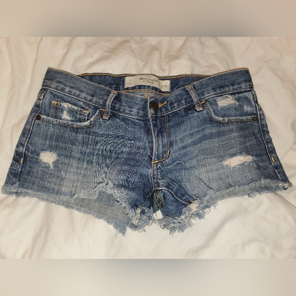 Abercrombie & Fitch Distressed Blue Denim Shorts Size 2